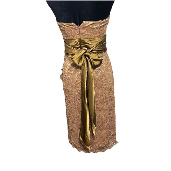 Y2K Nicole Miller Metallic Lace Strapless Dress Sz 6 Bodycon Cocktail Wedding - Picture 5 of 13